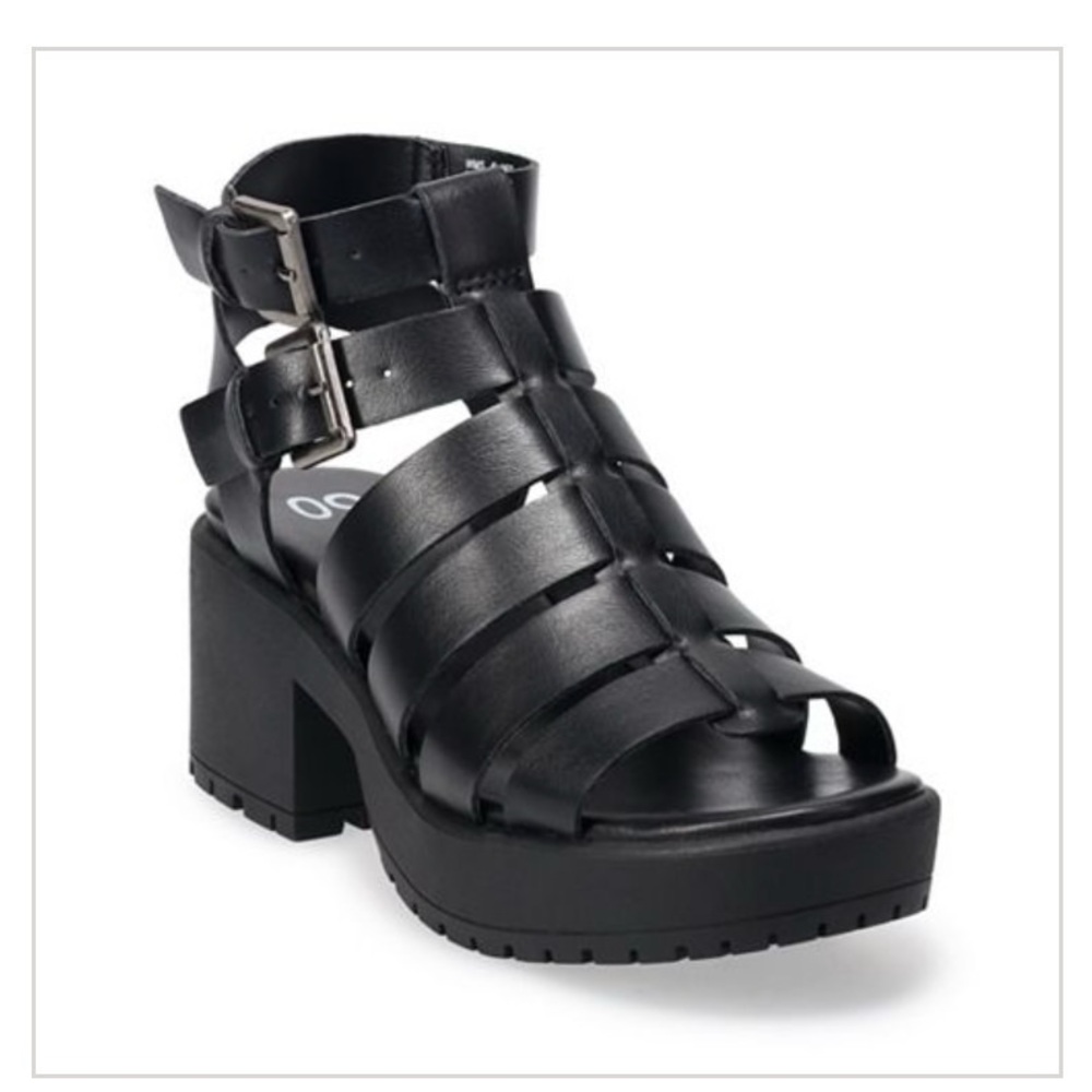 SO Black Strappy Platform Sandals